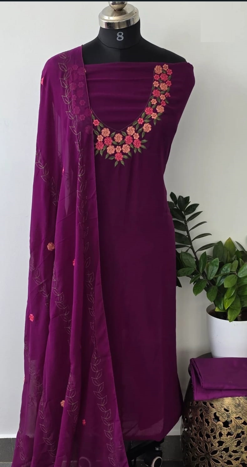 Premium Georgette With Embroidery Yoke